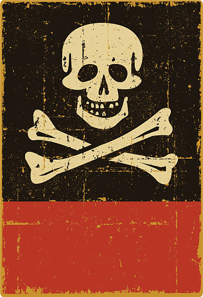 Bекторная иллюстрация Состаренные Jolly Roger Знак с местом для копии