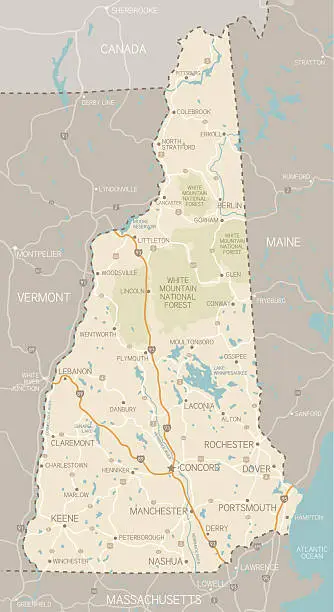 Vector illustration of New Hampshire Map