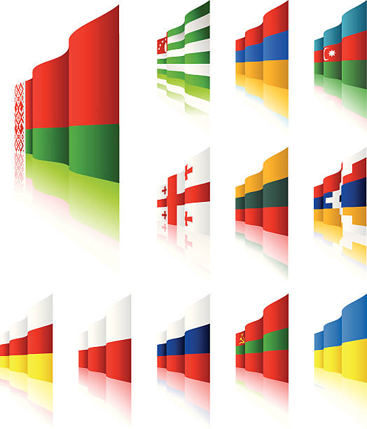 ilustraciones, imágenes clip art, dibujos animados e iconos de stock de 3 d flags - abkhazian flag