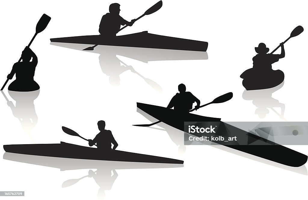 Silhouettes de single les kayakistes Kayak - clipart vectoriel de Kayak libre de droits