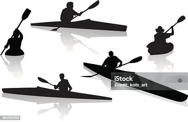 Silhouettes De Single Les Kayakistes Kayak Vecteurs libres de droits et plus d'images vectorielles de Kayak - Kayak, Canoë, Vectoriel