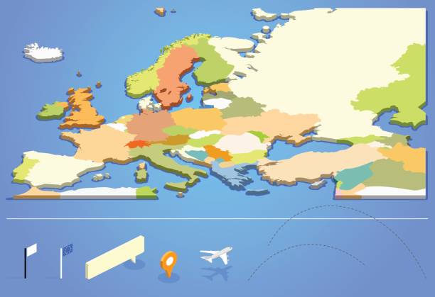 illustrazioni stock, clip art, cartoni animati e icone di tendenza di l'europa - spain map three dimensional shape cartography