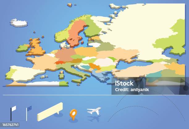 Европа — стоковая векторная графика и другие изображения на тему Карта - Карта, Европа - континент, Изометрическая проекция