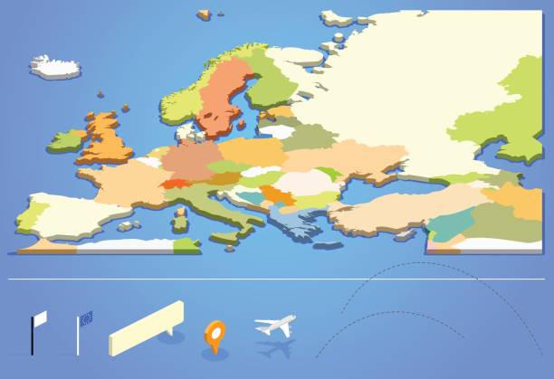 European map europe map (suitable for isometric items) norway continent stock illustrations