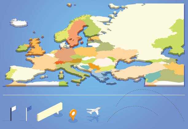 European map europe map (suitable for isometric items) uk travel stock illustrations