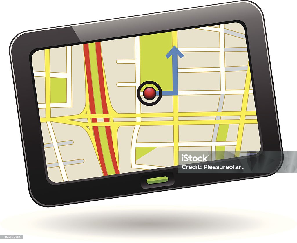 Устройство GPS-навигации отображает карту - Векторная графика Движение - транспорт роялти-фри
