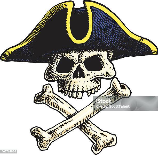 Черепа И Перекрещенных Костей — стоковая векторная графика и другие изображения на тему Пират - Пират, Жуткий, Череп с костями