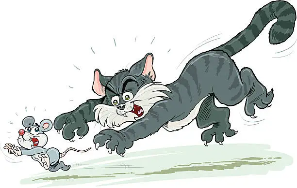 Vector illustration of Cat and mouse