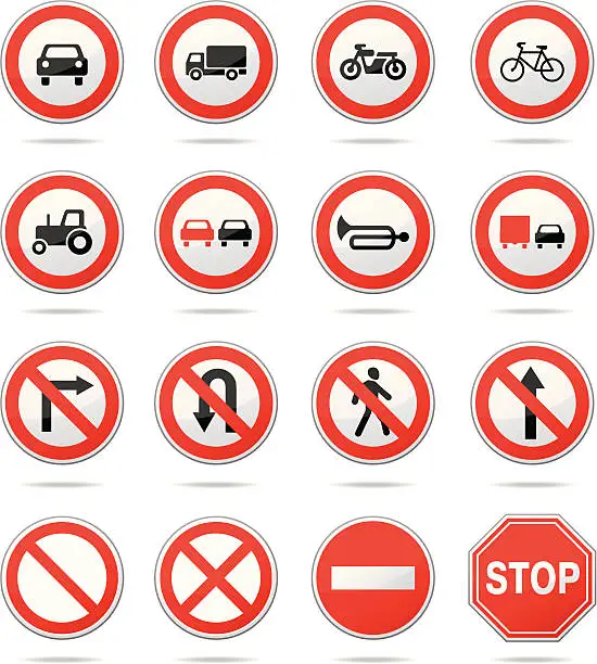 Vector illustration of Regulatory road signs