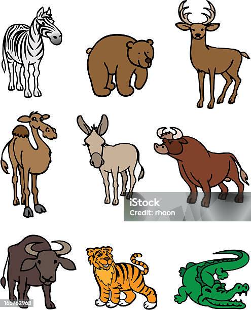 Дикие Животных — стоковая векторная графика и другие изображения на тему Африканский буйвол - Африканский буйвол, Без людей, Бык - животное