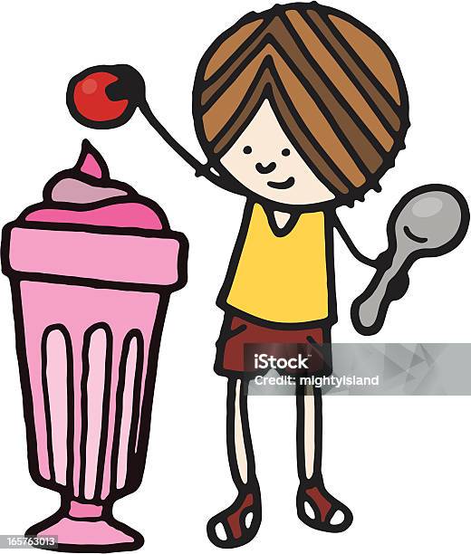 Put The Cherry On Top Boy Stock Illustration - Download Image Now - Ice Cream, Cartoon, Food
