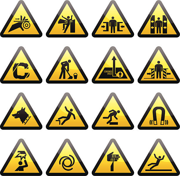 Simple Warning Hazard Signs vector art illustration