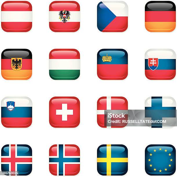 Mittel Und Nord Europa Symbol Flags Stock Vektor Art und mehr Bilder von Flagge - Flagge, Bedienungsknopf, Europäische Union