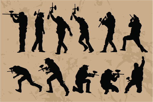 Vector Paintball Players silhouettes