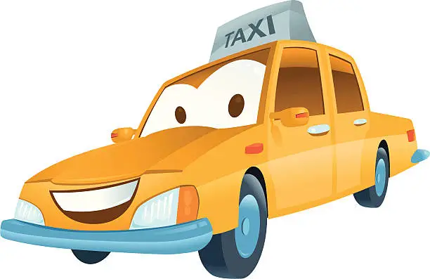 Vector illustration of Funny taxi car