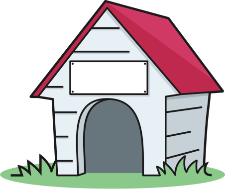 vector illustration of a dog house with blank sign for your text