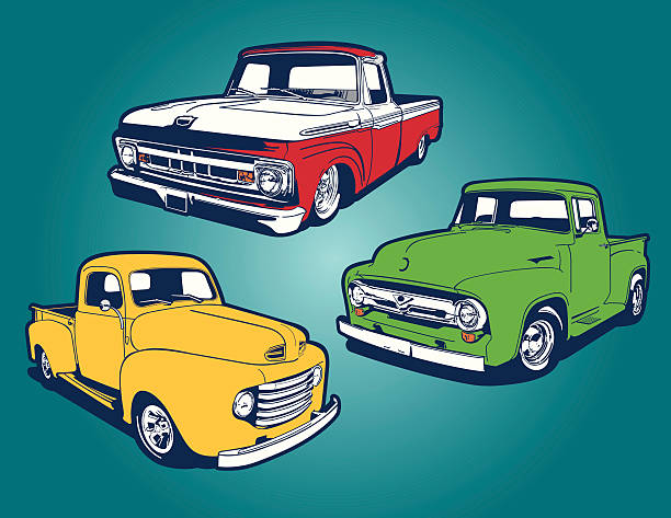 Classic Trucks vector art illustration