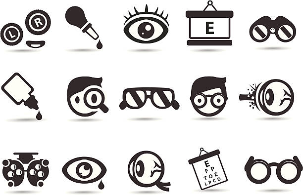 Optometry and Medical Icons A set of royalty free medical icons. eye doctor and patient stock illustrations