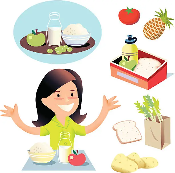 Vector illustration of Hurray for simple food!