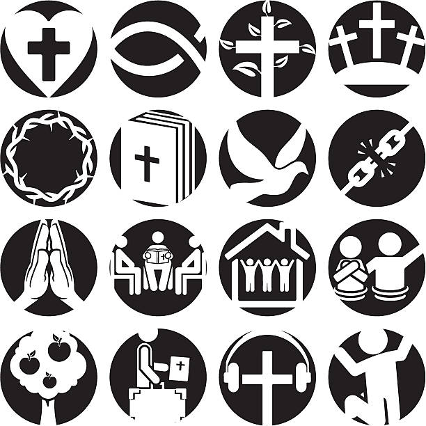 illustrazioni stock, clip art, cartoni animati e icone di tendenza di christian icone - god crucifix cross human hand