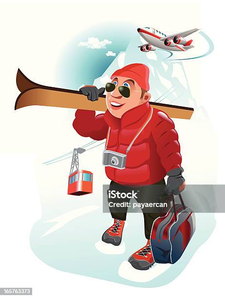 Skier Stock Illustration - Download Image Now - Cartoon, Skiing, Air Vehicle