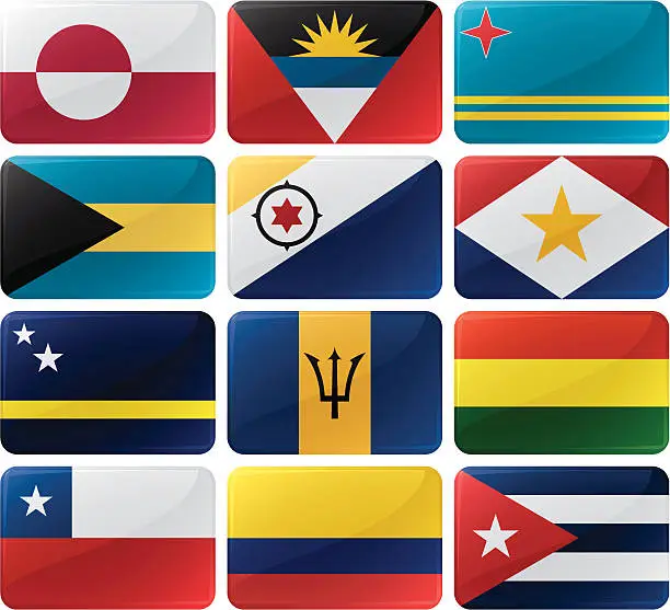 Vector illustration of Flag Menu Buttons