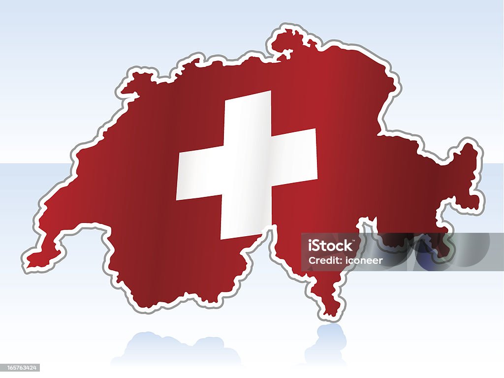 Mapa z Flaga Szwajcarii - Grafika wektorowa royalty-free (Bez ludzi)