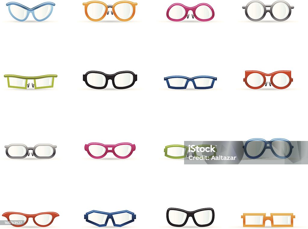 Kolorowe ikony-okulary - Grafika wektorowa royalty-free (Okulary)