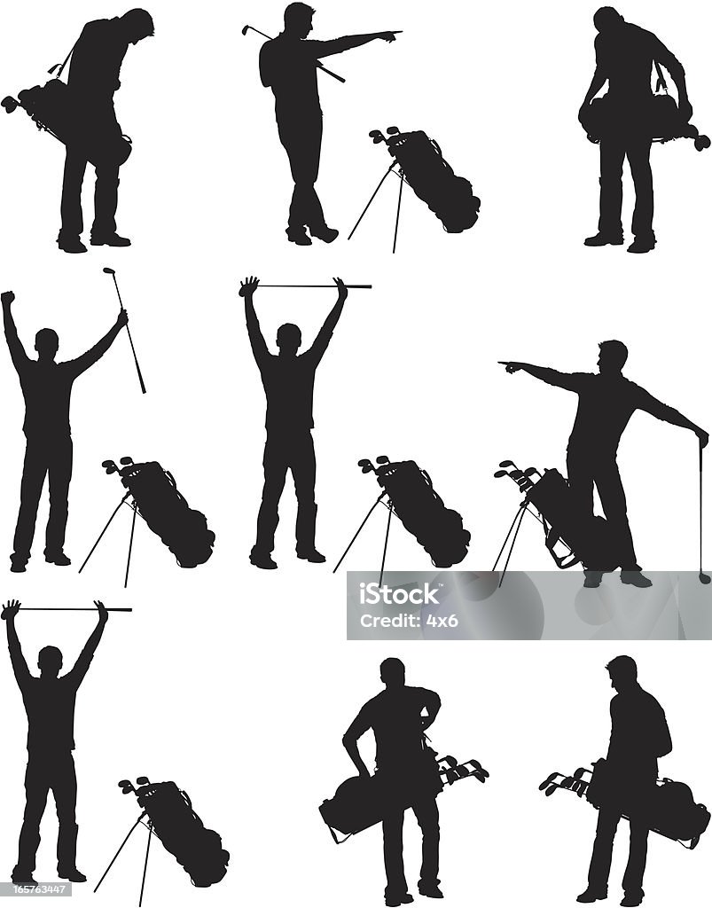 Golfer or golf caddie with bag and clubs Golf stock vector