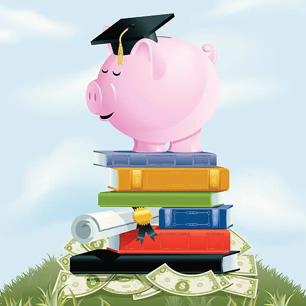 Vector illustration of College Savings Piggy Bank