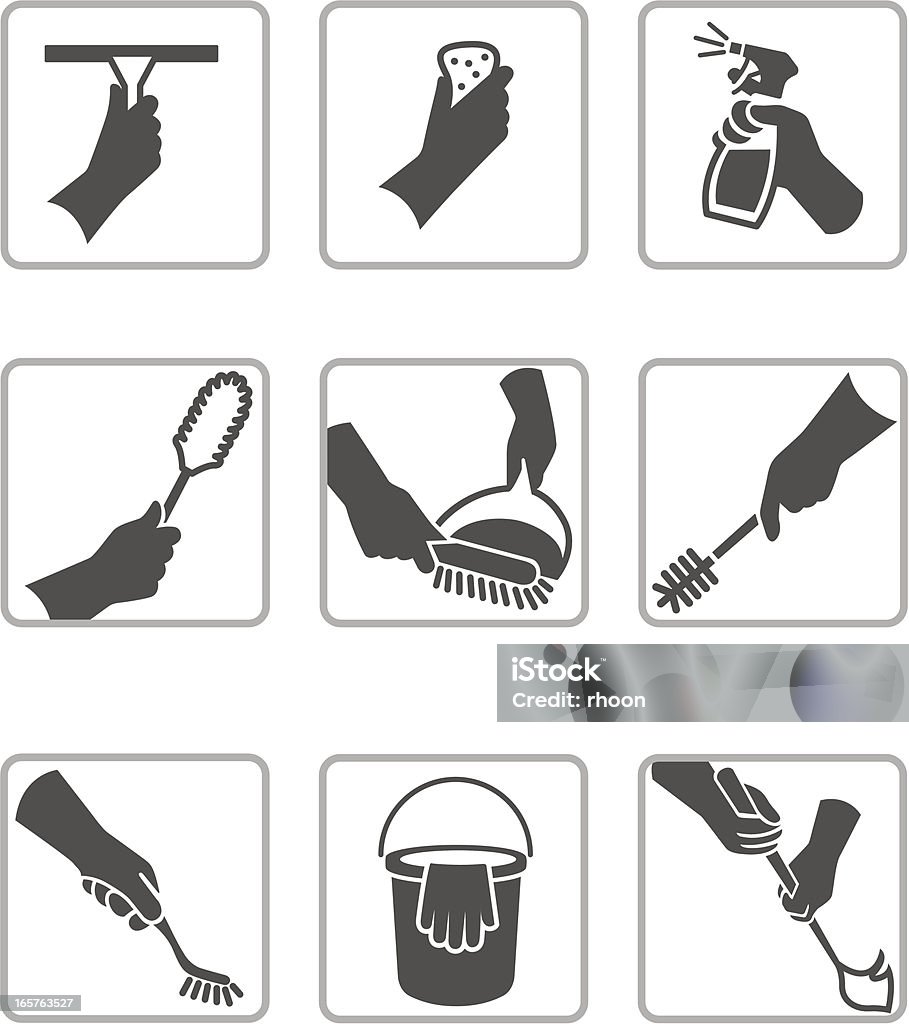Iconos de limpieza - arte vectorial de Escoba libre de derechos