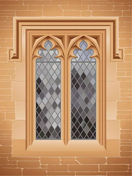 Vector illustration of Stone Gothic Window