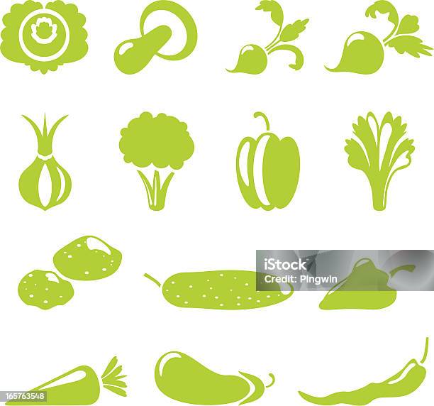 Ícones De Vegetais - Arte vetorial de stock e mais imagens de Agricultura - Agricultura, Alface, Alimentação Saudável