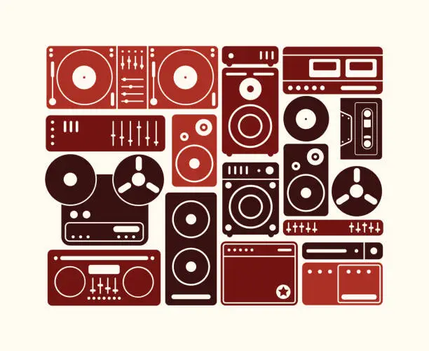 Vector illustration of Music equipments