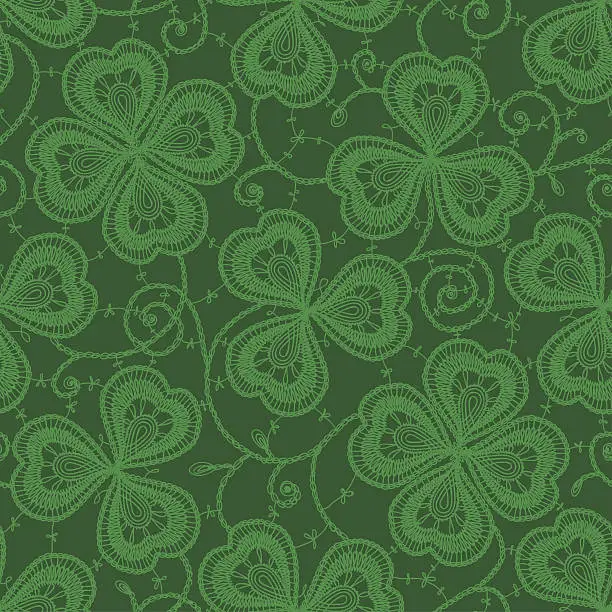 Vector illustration of Clover. Lace. Seamless pattern.