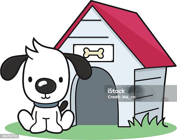 Hund Sitzen Vor Doghouse Stock Vektor Art und mehr Bilder von In the dog house - englische Redewendung - In the dog house - englische Redewendung, Hund, Glücklichsein