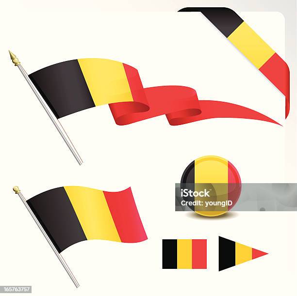 Drapeau Belge Ensemble Vecteurs libres de droits et plus d'images vectorielles de Belgique - Belgique, Couleur noire, Destination de voyage