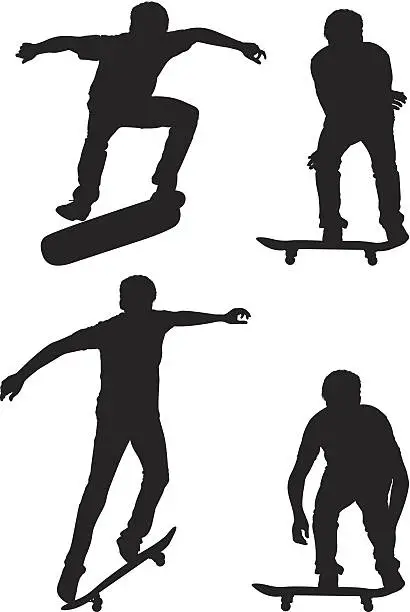 Vector illustration of Skate boarding skateboarder doing stunts