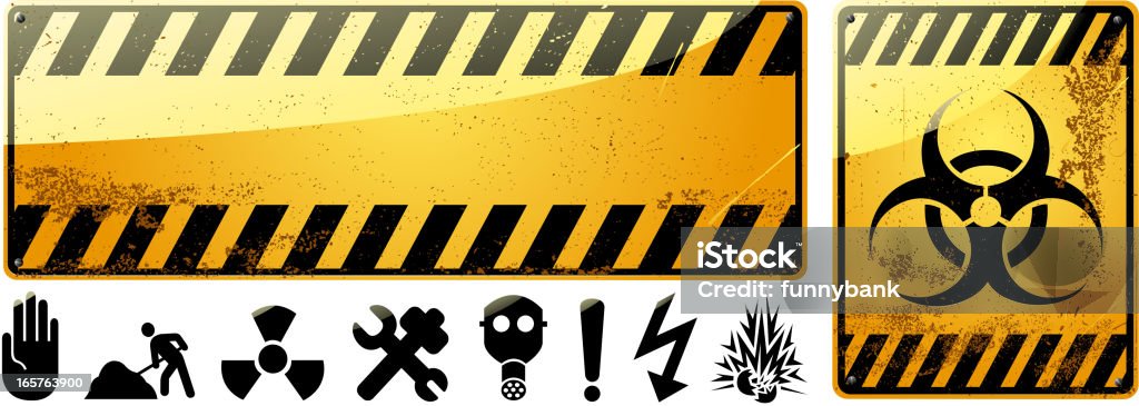 rusty construction symboles - clipart vectoriel de Contamination radioactive libre de droits