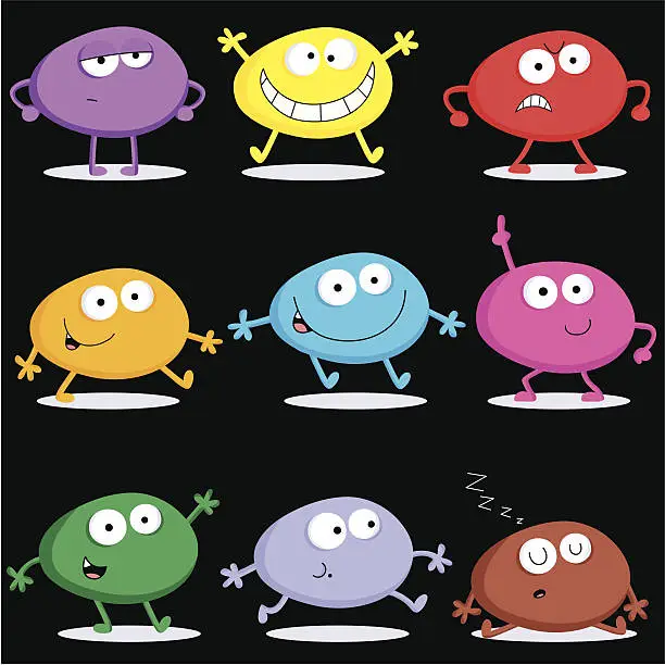 Vector illustration of Little Monsters or Virus