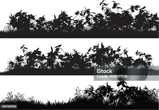 Bushes And Grass Stock Illustration - Download Image Now - In Silhouette, Bush, Plant