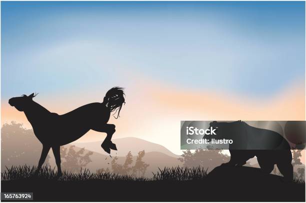 Horse And Bear Stock Illustration - Download Image Now - In Silhouette, American Black Bear, Animal