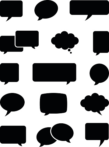 Set of speech bubble icons.  Each element is grouped individually for easy editing.