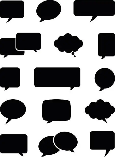 Vector illustration of Set of black opaque speech bubble icons