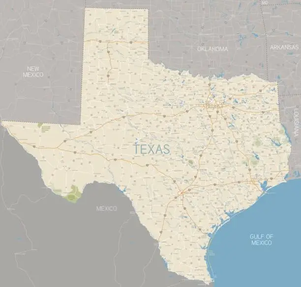 Vector illustration of Texas State Map