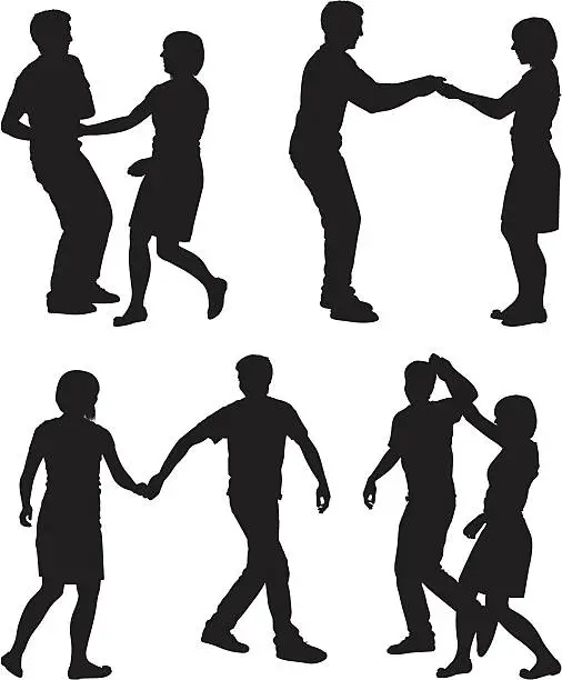 Vector illustration of Young couple dancing together