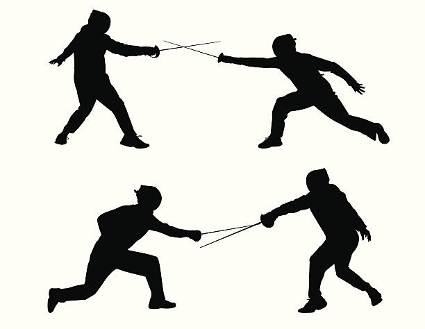 Fencing Sport Fencing silhouettes.  This file is layered and ready for editing. fencing sport stock illustrations