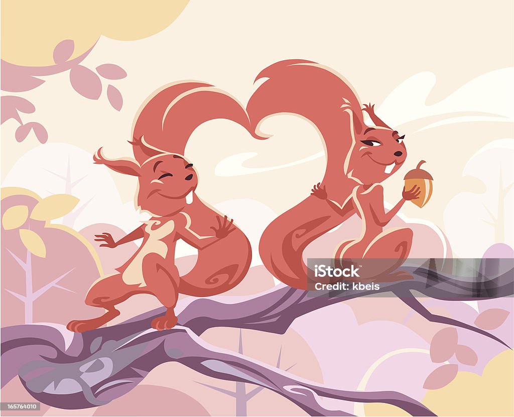Squirrels Flirtować - Grafika wektorowa royalty-free (Wiewiórka)