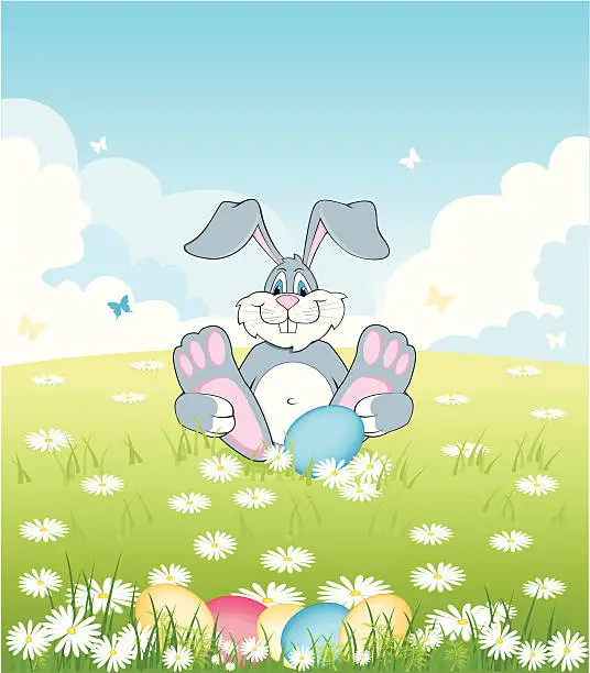 Vector illustration of background with rabbit