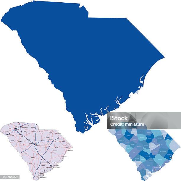 Stan Karolina Południowa - Stockowe grafiki wektorowe i więcej obrazów Mapa - Mapa, Stan Karolina Południowa, Droga publiczna